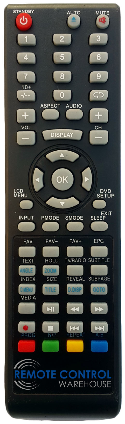 TECOVISION REPLACEMENT REMOTE CONTROL RC-W023 RCW023 - LED19BHRDWHBD LCD TV