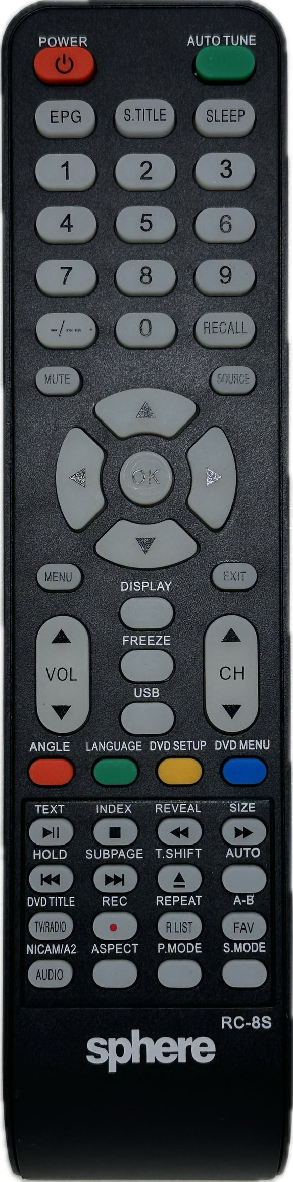 Sphere S8 HD ELED TV DVD Combo Remote Control