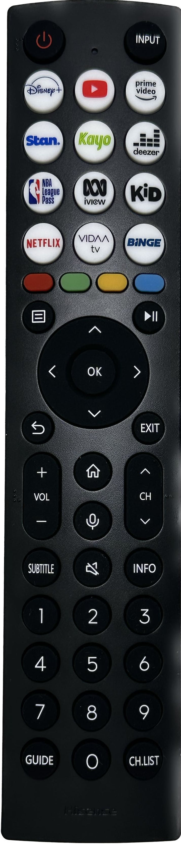 Hisense Smart TV Original Remote Control  - 43A7HAU, 50A7KAU, 55A7KAU, 65A7KAU, 75U8KAU, 85U7KAU TV GENUINE