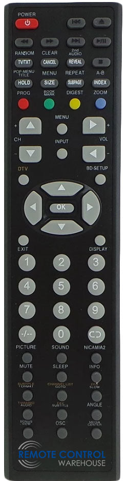 NU-TEC NUE1992 DVD COMBO TV Replacement Remote Control