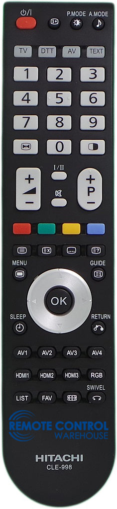 Hitachi Original Remote Control CLE998 REPLACE CLE-979 - 50PD9800TA TV Genuine