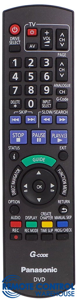 Original Panasonic Remote Substitute  N2QAYB000136 - DMR-EZ47V DMR-EZ48V - Remote Control Warehouse