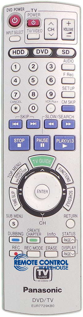 ORIGINAL PANASONIC REMOTE CONTROL EUR7729KBO EUR7729KB0 - DMR-EH58 DMR-EH68 DVD RECORDER - Remote Control Warehouse