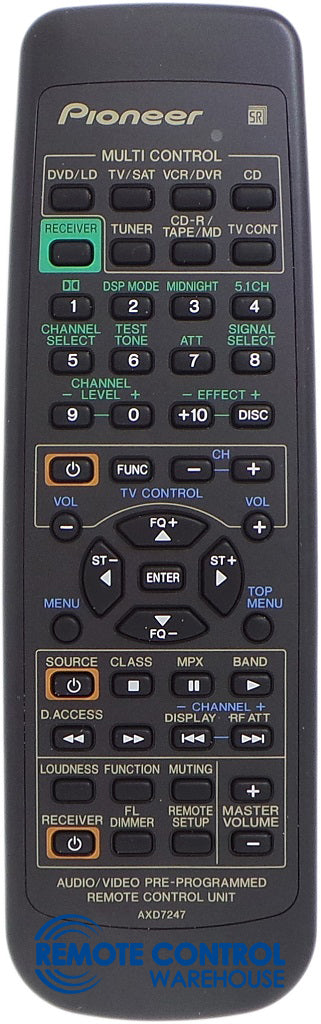 ORIGINAL PIONEER REMOTE CONTROL  AXD7247 - VSX-D309 VSX-D409 VSX-D510 AV Receiver - Remote Control Warehouse