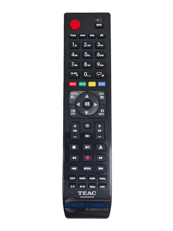 TEAC Original Remote Control Replace 240602000541 - LET5096FHD, LET5596FHD TV
