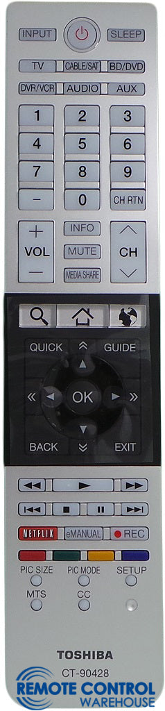 ORIGINAL TOSHIBA REMOTE CONTROL CT-90428 CT90428 - 65L9400UC  58L8400UC  Ultra High Definition 4K TV - Remote Control Warehouse
